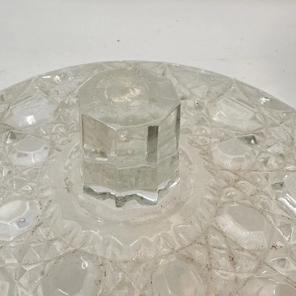 Vintage Lead Diamond Cut Mini Ice Bucket Barware Glass Biscuit Jar 6.25 x 6.5